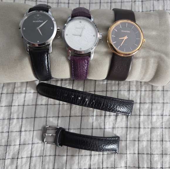 Pandora Elegant Watch Set with Black Purple and Rose Gold Accents